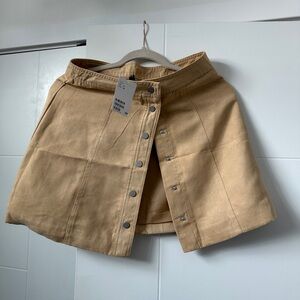 Tan Button-Front Skirt
